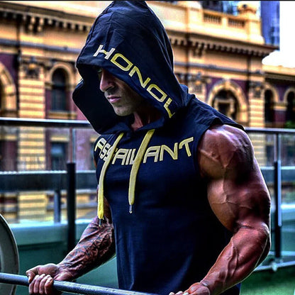Men Tank Tops Gym Clothing Fitness Sleeveless Hoodies Vests Cotton Singlets Men Joggers Vest Bodybuilding Casual Clothing