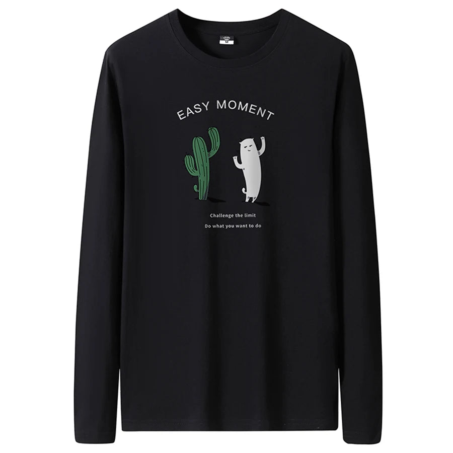 T Shirts Men New Fashion 2025 O-Neck Slim Long Black Sleeve T-Shirt Male Clothing Casual Tee Shirt 28 Styles Plus Size S-6XL