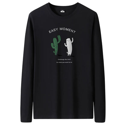 T Shirts Men New Fashion 2025 O-Neck Slim Long Black Sleeve T-Shirt Male Clothing Casual Tee Shirt 28 Styles Plus Size S-6XL