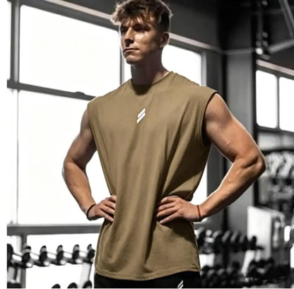 Men's sleeveless sports shirts, gym workouts, running, quick-drying bird's eye fabric vests, breathable, loose, training vests