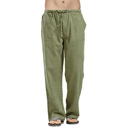 2023 new Men's Comfortable Cotton Linen Pants Male Autumn New Breathable Solid Color Linen Trousers Fitness Pants Streetwear