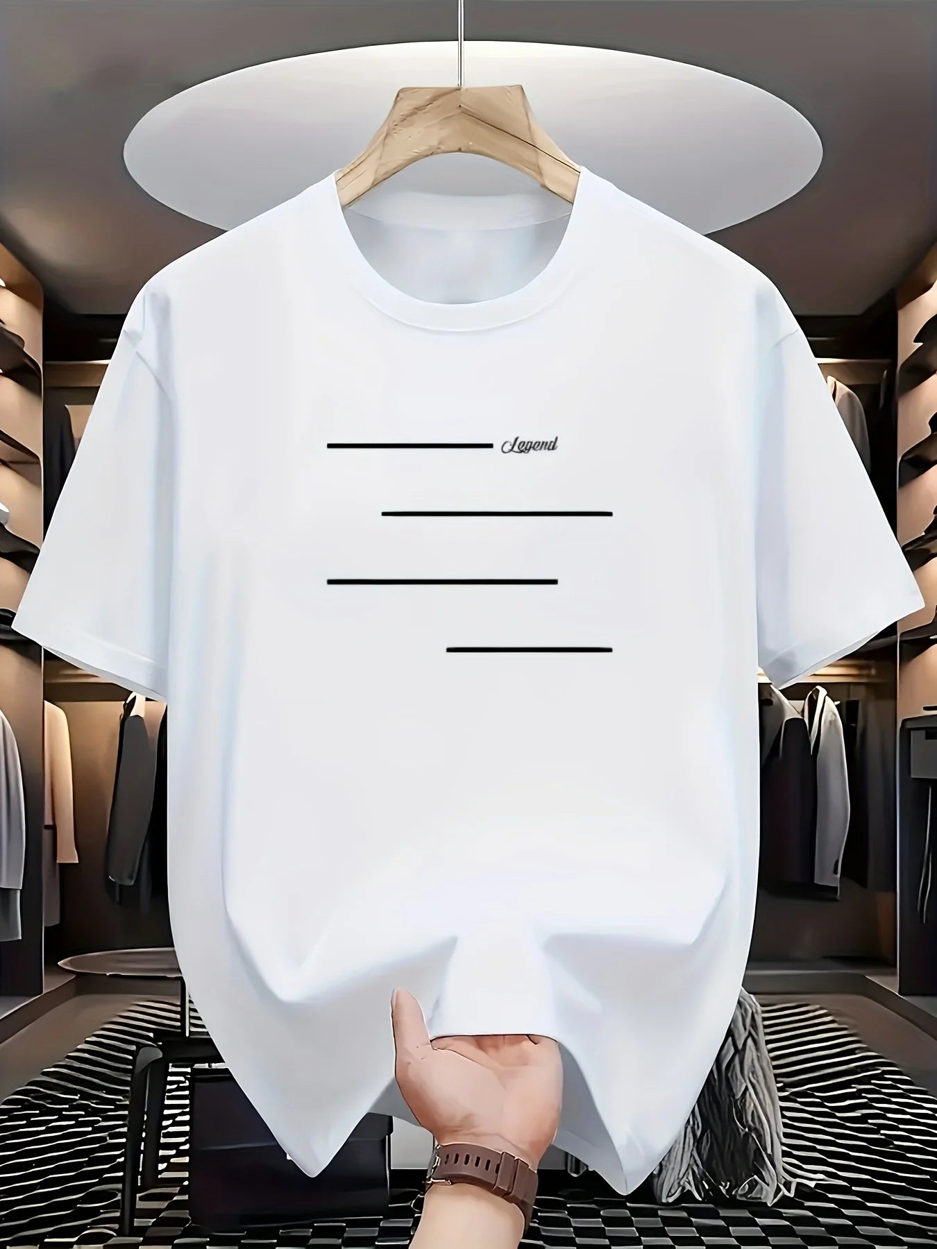 Men Cotton Casual Striped T-shirt Soft Breathable Short Sleeve Round Collar Casual Fit Minimalist Pure White Men Clothing