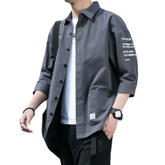 2026 Shirts Men Handsome Fashion Streetwear Design Japanese Harajuku Korean Summer All-match Teens College Unisex Clothes Ins