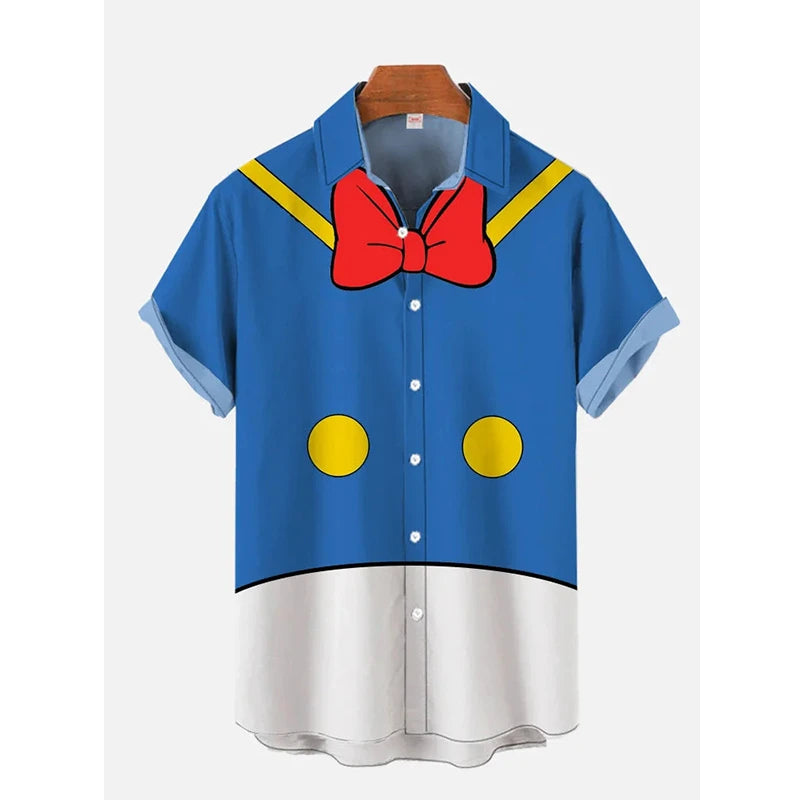 Hawaiian Men's Shirts 3D Fun Cartoon Cosplay Print Summer Loose Beach Oversized Short-sleeved Tops Unisex New Men Women Blouse