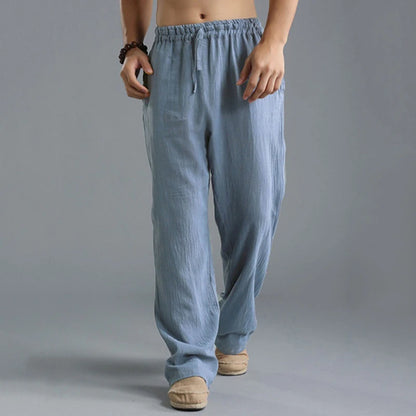 2023 new Men's Comfortable Cotton Linen Pants Male Autumn New Breathable Solid Color Linen Trousers Fitness Pants Streetwear