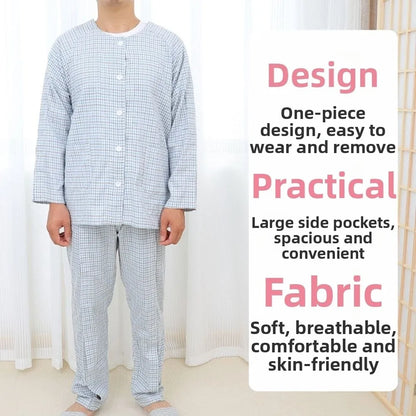 Convenient Bedridden Elderly Care Clothing Washable Breathable Patient Gown Comfortable Skin-Friendly Tear Away Recovery T-Shirt