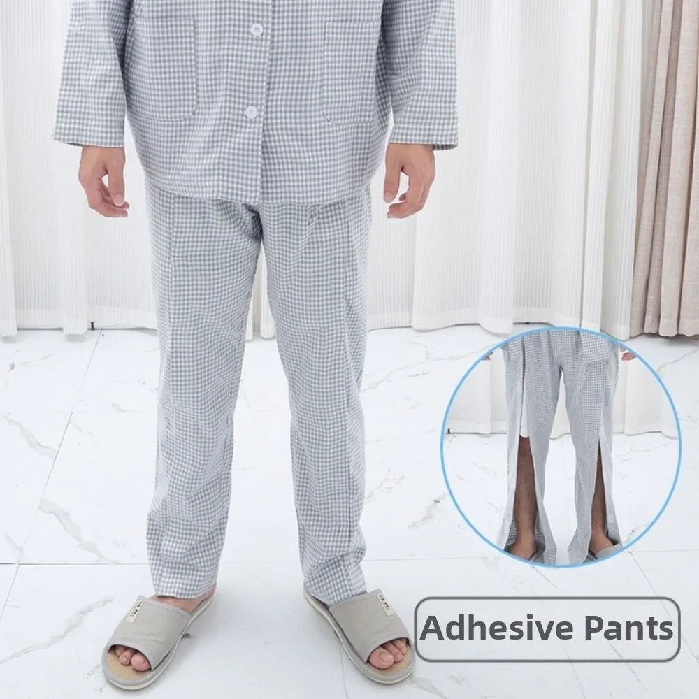 Convenient Bedridden Elderly Care Clothing Washable Breathable Patient Gown Soft Full Tear Away Pajamas Suit Hospital Use