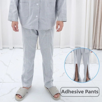 Convenient Bedridden Elderly Care Clothing Washable Breathable Patient Gown Soft Full Tear Away Pajamas Suit Hospital Use