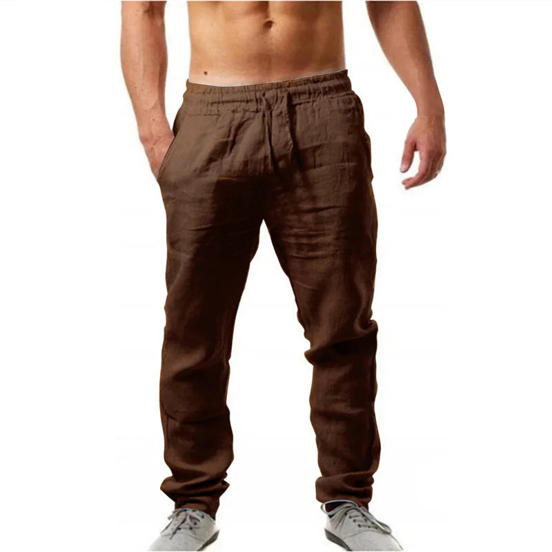 Men's Cotton Linen Pants Male spring autumn Breathable Solid Color Linen Trousers Fitness Streetwear Daily men trousers S-3XL