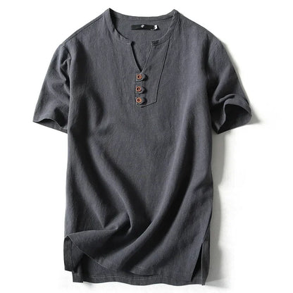 2026 Men's Linen T-shirt Cotton Short Sleeve Thin Casual Linen Men T-shirt For Male Tops Tees Man Clothing