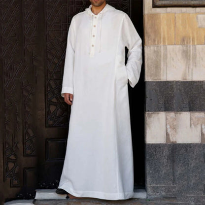 Islamic Clothing Men's Long Sleeve Loose Muslim Men Saudi Arabia Pakistan Kurta Muslim Costumes Muslim Dress Kaftan Thobe Hooded