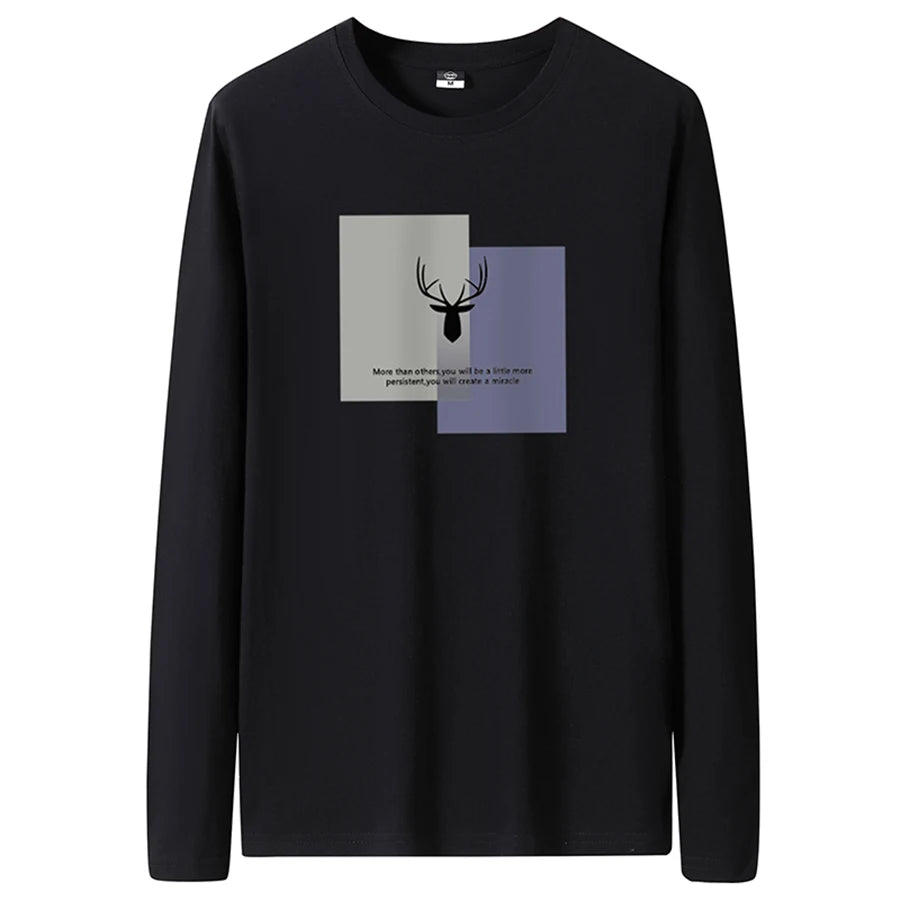T Shirts Men New Fashion 2025 O-Neck Slim Long Black Sleeve T-Shirt Male Clothing Casual Tee Shirt 28 Styles Plus Size S-6XL