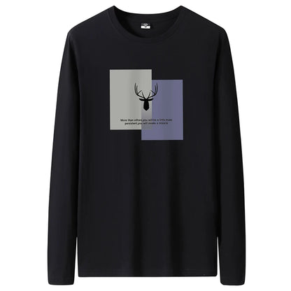 T Shirts Men New Fashion 2025 O-Neck Slim Long Black Sleeve T-Shirt Male Clothing Casual Tee Shirt 28 Styles Plus Size S-6XL