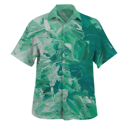 Men's Hawaiian Short-Sleeve Shirt Abstract Artistic Watercolor Print Turn-Down Collar Button-Up Front Summer Beach Casual Wear