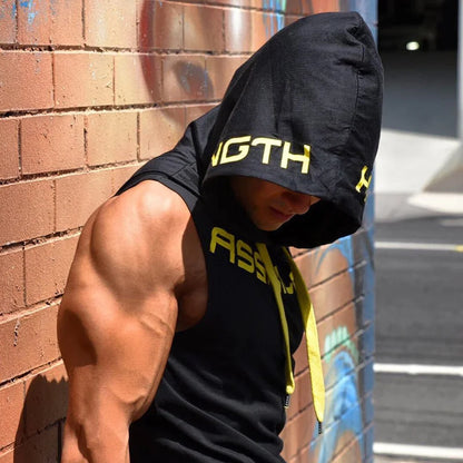Men Tank Tops Gym Clothing Fitness Sleeveless Hoodies Vests Cotton Singlets Men Joggers Vest Bodybuilding Casual Clothing