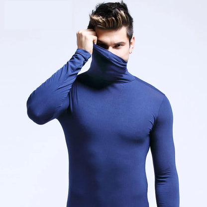 Men's Original Shirts Fall/Winter T-Shirt Fashionable Inner Wear for Men Slim Fit Turtleneck Shirt Solid Black Long Sleeve Shirt