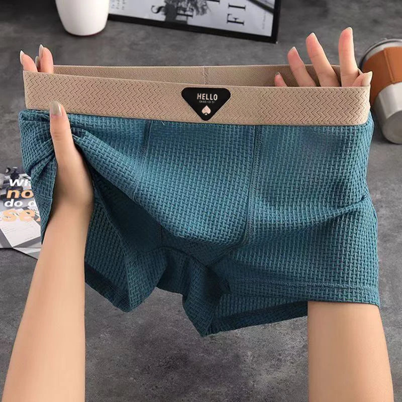 1pcs Men's Boxer Shorts Ice Silk Underwear Plus Size Underpants Breathable Sexy Slim Panties Air-conditioned Lingerie Wholesale