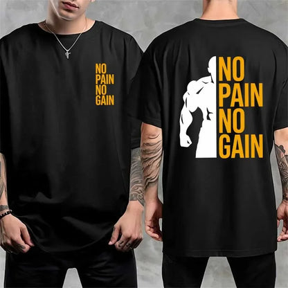 Men's Clothing NO PAIN NO GAIN GYM Print T Shirt Summer Casual Fashion Streetwear Tops Cotton Crew Neck Short Sleeve T-shirts