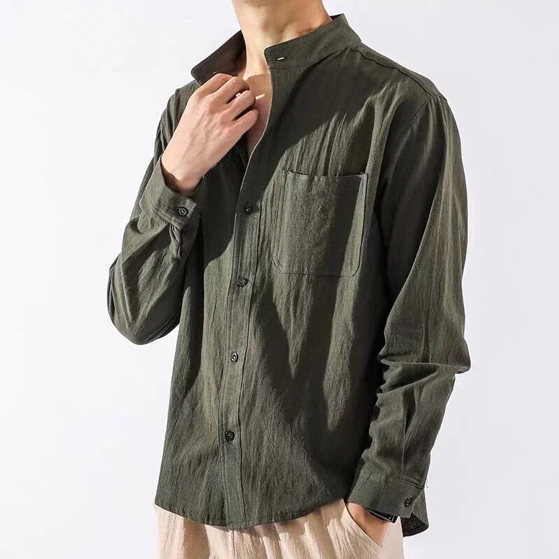 Shirts for Men White with Pocket Linen Man Shirt Elegant Original Fashion 2025 New in Cheap Brand Social Tops S Asia Casual Cool