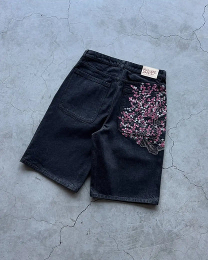 2025 autumn new European and American jeans embroidered pattern loose and personalized street Harajuku straight trousers