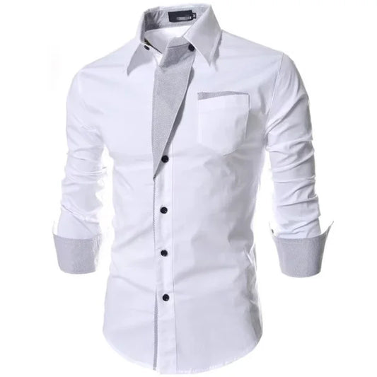 White Striped Shirts Mens 2025 Long Sleeved Business Slim Fit Male Shirt Black Social Clothes Camisa Masculina Vetement Homme