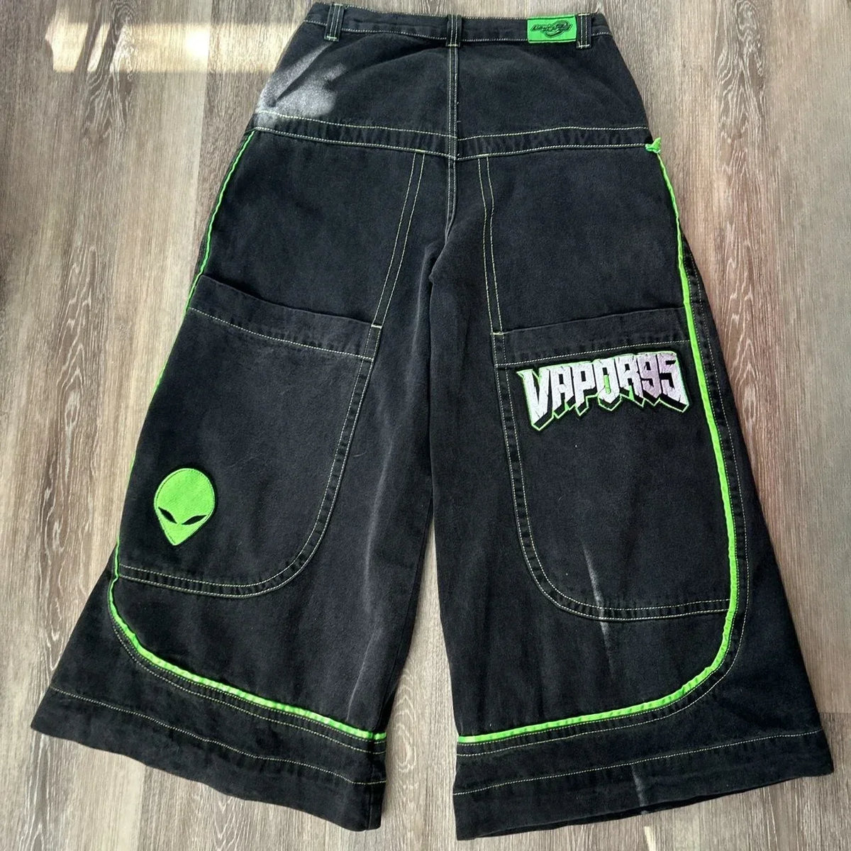 2026 European and American autumn winter jeans casual wide-leg Harajuku alien pattern trousers hip-hop high street gothic jeans