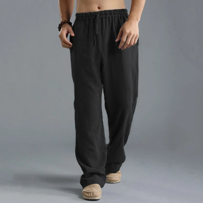 2023 new Men's Comfortable Cotton Linen Pants Male Autumn New Breathable Solid Color Linen Trousers Fitness Pants Streetwear