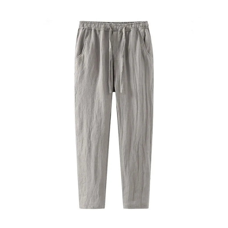 Pants Men's Summer Thin Nine-Point Pants Solid Color Versatile Casual Straight Leg Wide