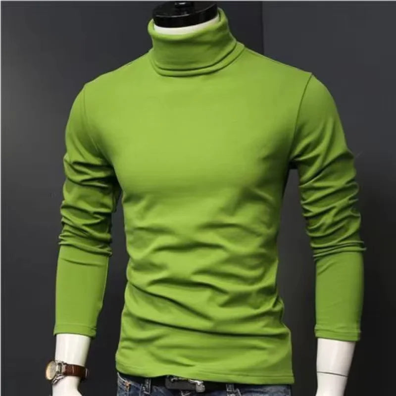 Men's Original Shirts Fall/Winter T-Shirt Fashionable Inner Wear for Men Slim Fit Turtleneck Shirt Solid Black Long Sleeve Shirt