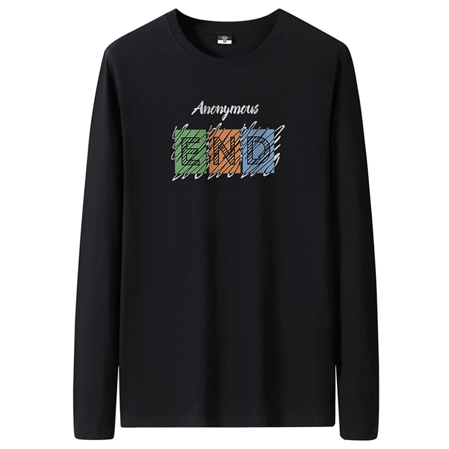 T Shirts Men New Fashion 2025 O-Neck Slim Long Black Sleeve T-Shirt Male Clothing Casual Tee Shirt 28 Styles Plus Size S-6XL