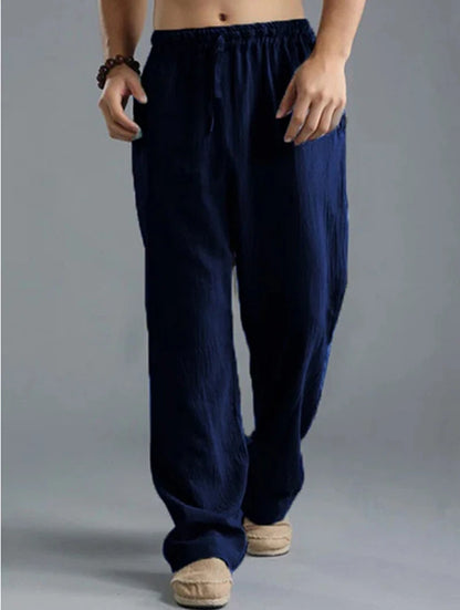 2023 new Men's Comfortable Cotton Linen Pants Male Autumn New Breathable Solid Color Linen Trousers Fitness Pants Streetwear