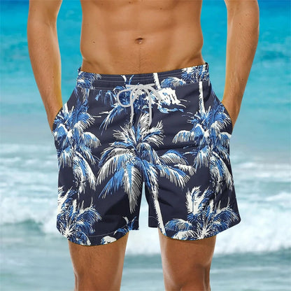 2025 New Men's Sportswear Gym Beach Shorts 3D Print Tropical Plant Pattern Men Shorts Comfortable Quick Drying Men Beach Shorts