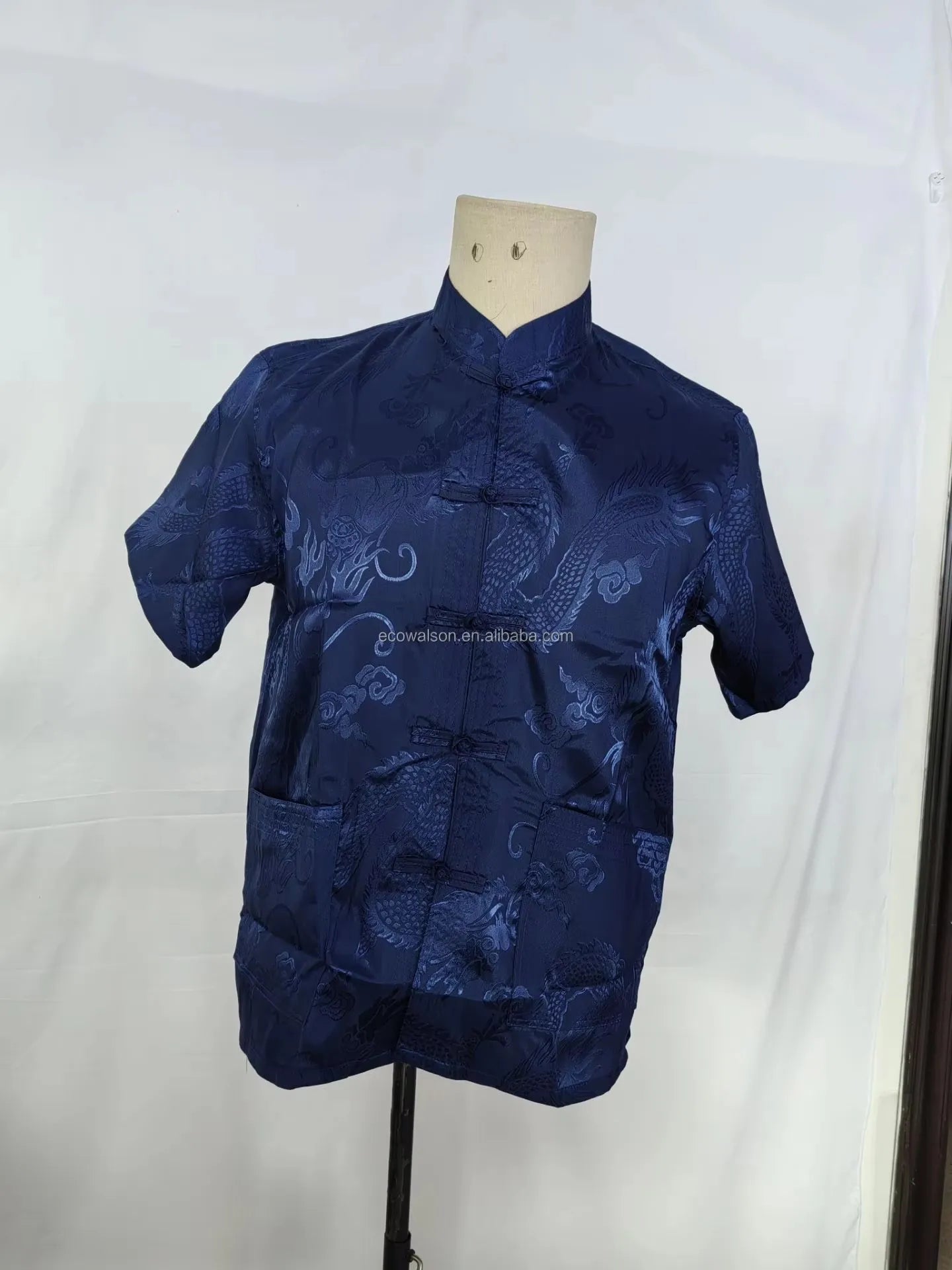 Traditional Chinese Clothing for Men Red Tang Suit Hanfu Short Sleeve Shirt Vintage Kung Fu China Tops Embroidery Clothes