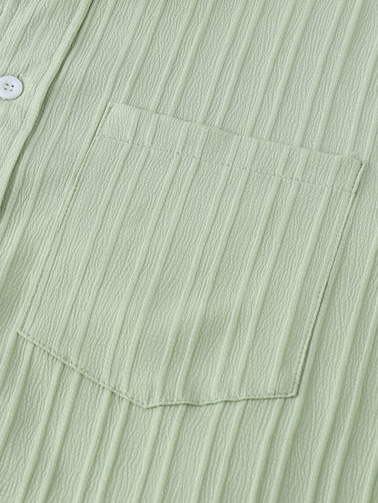 Men's  Comfortable Shirt Summer Beach Men's Shirt   Men's Short Sleeve Shirts  Solid Color Casual Short Sleeve Shirt