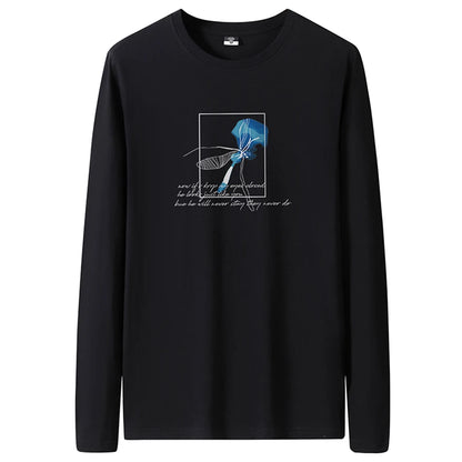 T Shirts Men New Fashion 2025 O-Neck Slim Long Black Sleeve T-Shirt Male Clothing Casual Tee Shirt 28 Styles Plus Size S-6XL