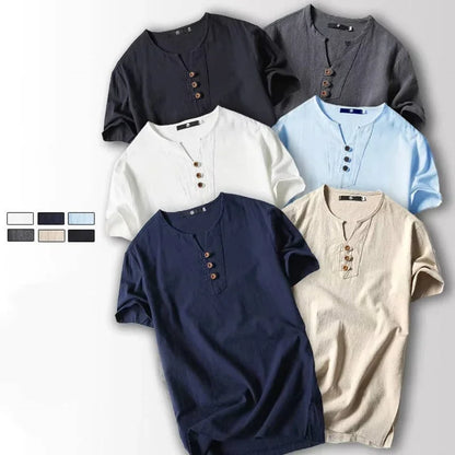 2026 Men's Linen T-shirt Cotton Short Sleeve Thin Casual Linen Men T-shirt For Male Tops Tees Man Clothing