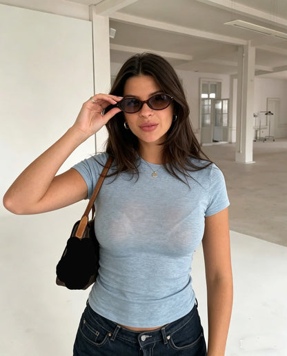 Hirsionsan 2026 New Basic Soft Elegant T Shirts Women Summer Autumn Loose Female Tees Ladies Chic Casual Knitted Soft Woman Tops