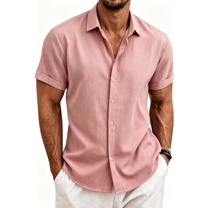 2026 Men's Simple and Fresh Shirt - Street Fashion Loose Quick-Drying Casual Shirt-Hawaiian Vacation Style Solid Collar Cardigan