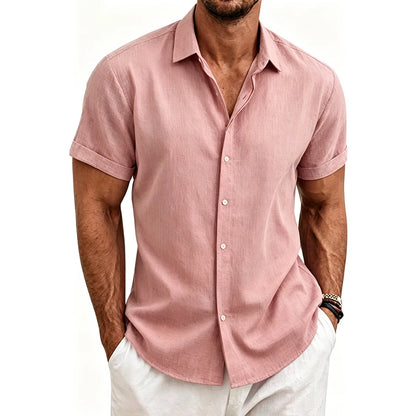 2026 Men's Simple and Fresh Shirt - Street Fashion Loose Quick-Drying Casual Shirt-Hawaiian Vacation Style Solid Collar Cardigan