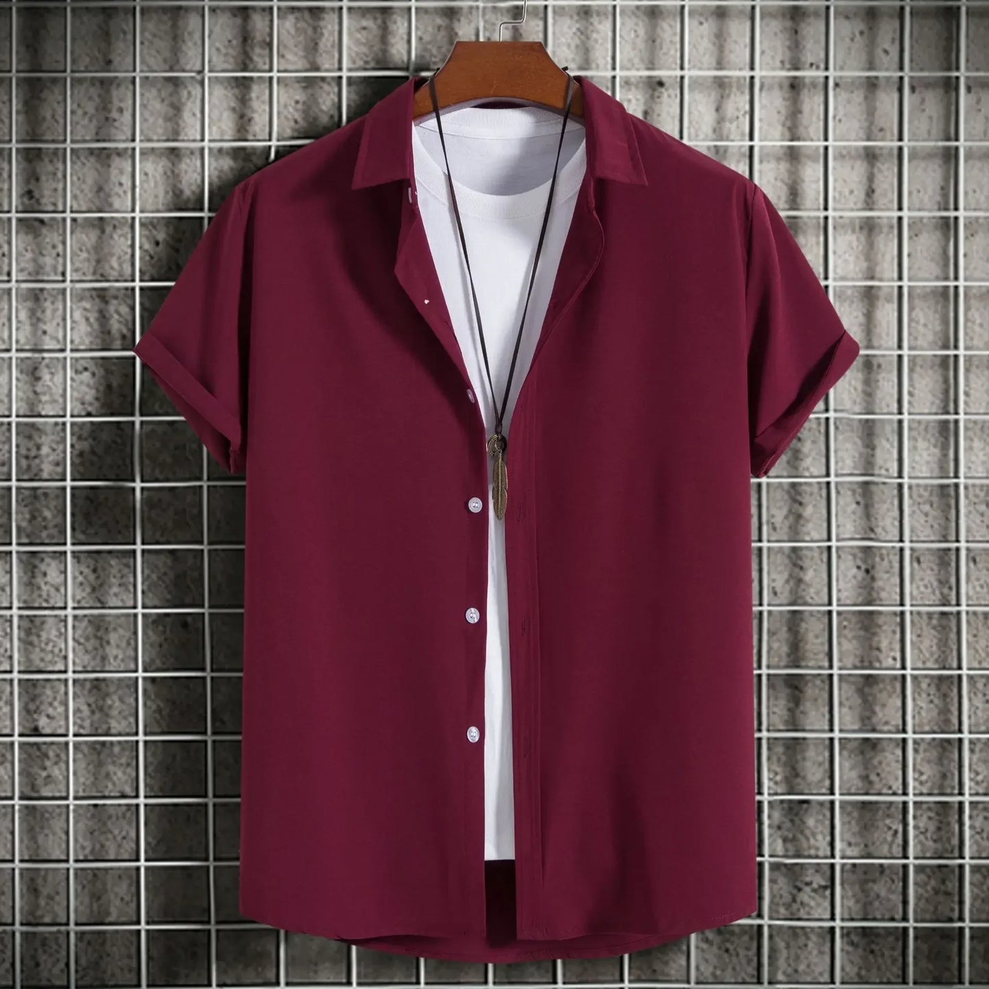 New Short Sleeve Shirts for Men Fashion Solid Casual Lapel Cardigan Tops Men Comfort Single-breasted Blouse Summer Beach Shirts