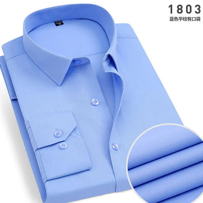 Men's Long-Sleeved Shirt Business Casual Solid Color Striped Plaid Spring Summer Free Ironing All Fit Tooling Comfortable