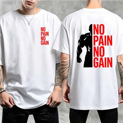 Men's Clothing NO PAIN NO GAIN GYM Print T Shirt Summer Casual Fashion Streetwear Tops Cotton Crew Neck Short Sleeve T-shirts