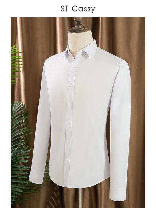 Mens Shirts Long Sleeve Dress Shirts For Slim Fit Camisa Social Business Blouse White Shirt Formal Wedding Suit Groomsman Shirt