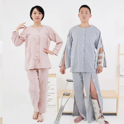 Convenient Bedridden Elderly Care Clothing Washable Breathable Tear Away Recovery T-Shirt Soft Full Tear Away Patient Gown