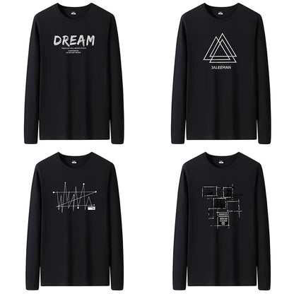 T Shirts Men New Fashion 2025 O-Neck Slim Long Black Sleeve T-Shirt Male Clothing Casual Tee Shirt 28 Styles Plus Size S-6XL