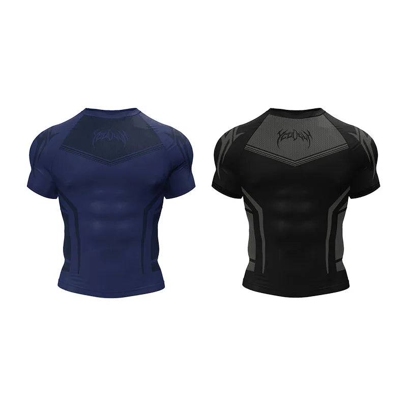 Men Short Sleeve New Style Muscle Fitness Clothes Quick Drying Breathable Stretch Tight Fitting Clothing Sublimation T-Shirt