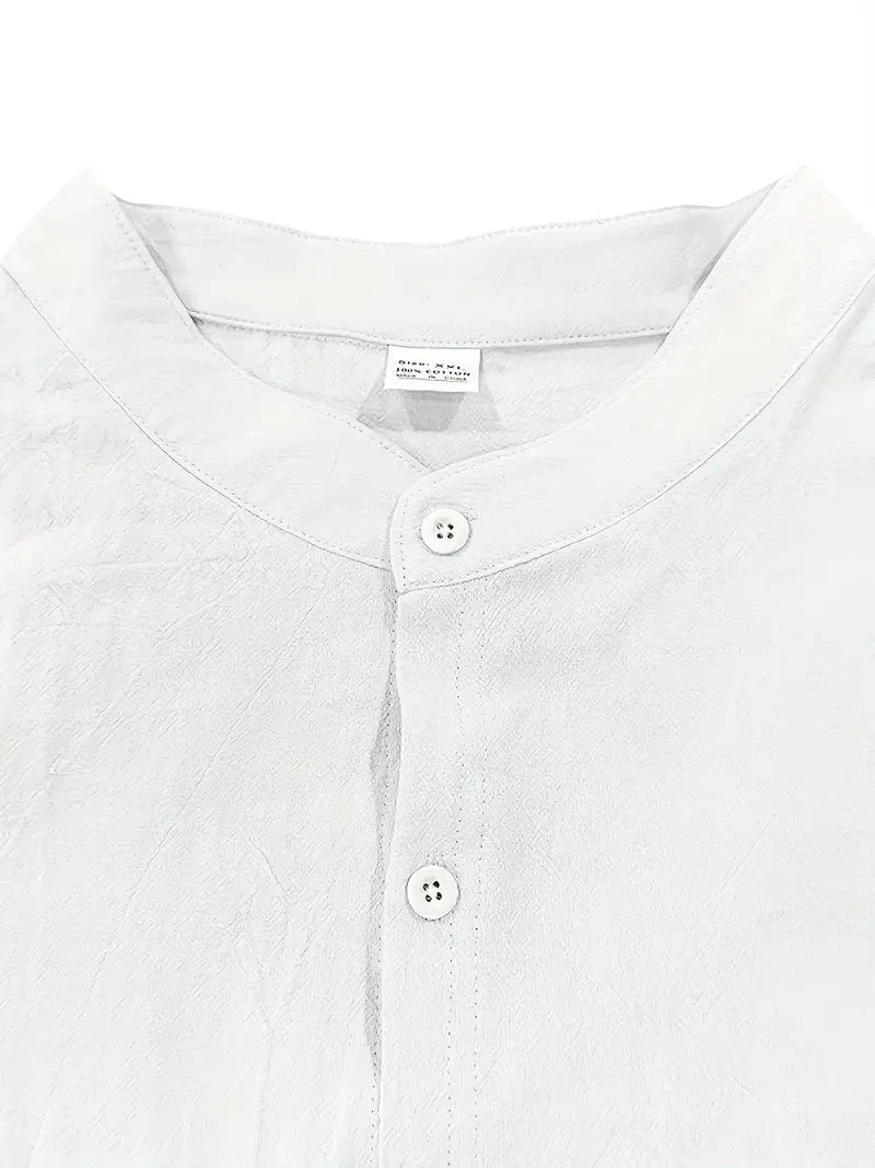 Men's Cotton Linen Shirt and Pants Set Breathable Comfortable Casual Two Piece Outfit Summer Style