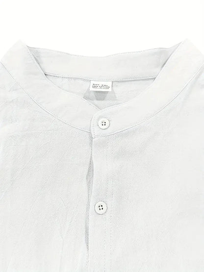 Men's Cotton Linen Shirt and Pants Set Breathable Comfortable Casual Two Piece Outfit Summer Style