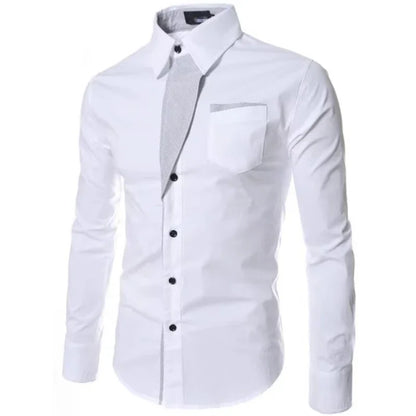 White Striped Shirts Mens 2025 Long Sleeved Business Slim Fit Male Shirt Black Social Clothes Camisa Masculina Vetement Homme