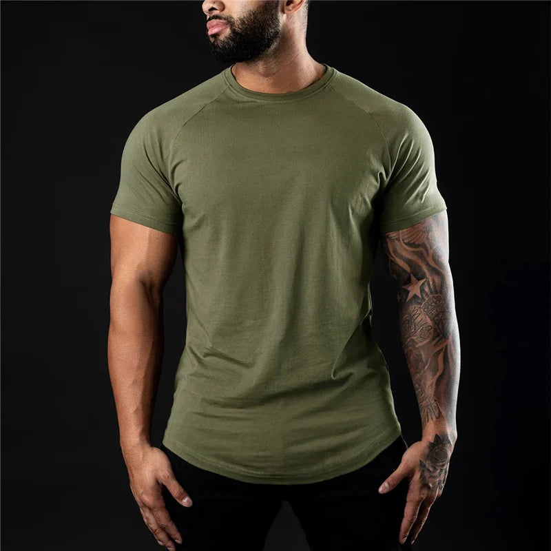 Men Cotton t-Shirt Short Sleeve t Shirt Tees Elastic Casual Tops Running Gym t-Shirts Comfortable Football Shirts Man Clothing